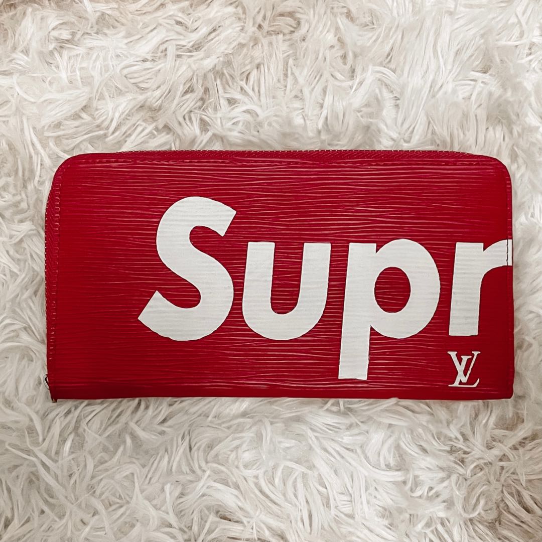 元のパッケージ 「正規品保証、公式と同じデザイン」シュプリーム財布コピー 新品 Louis Vuitton×Supreme ジッピーウォレット男女兼用 赤